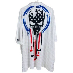 Hyper Favor Short Sleeve Polo 5XL Shirt NWOT Skull Red White Blue